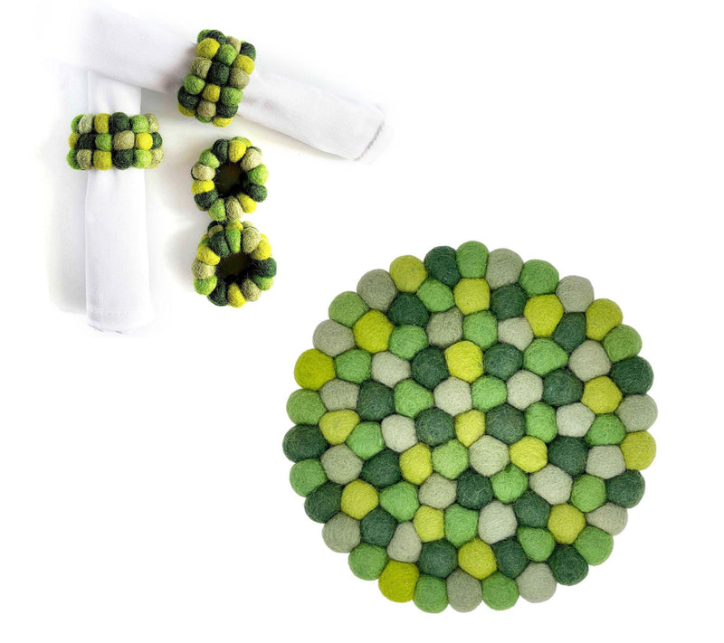Global Crafts Handcrafted Felt Trivet and Napkin Ring Set — View 20