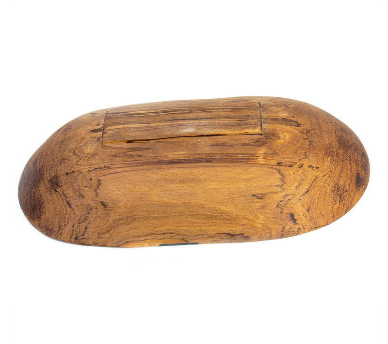 Global Crafts XL Oval Olive Wood Bowl with BoneInlay Accent — View 2