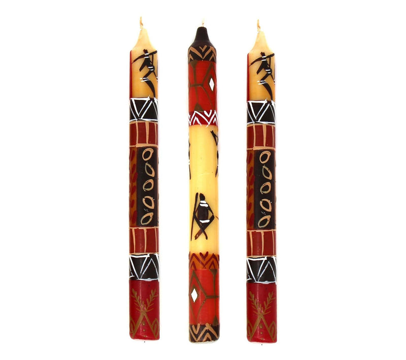 Global Crafts Unscented Hand-Painted Dinner Candles, Set of 3 — View 4