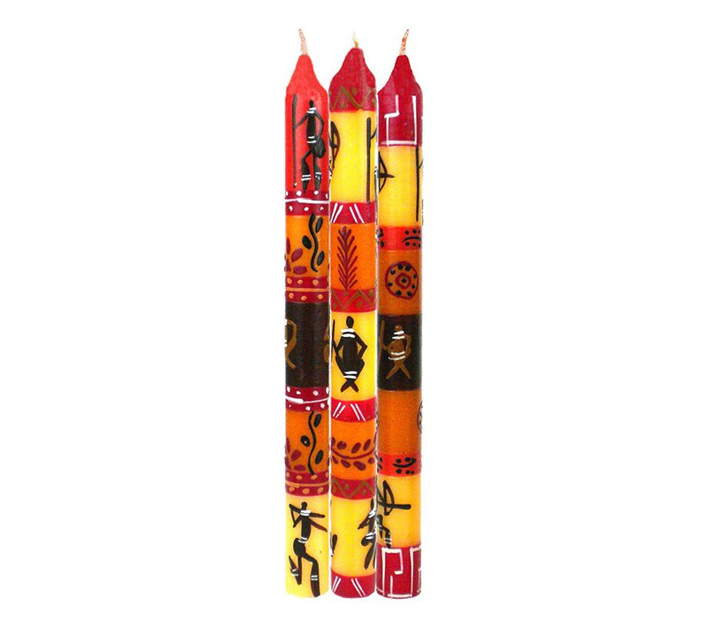 Global Crafts Unscented Hand-Painted Dinner Candles, Set of 3 — View 5