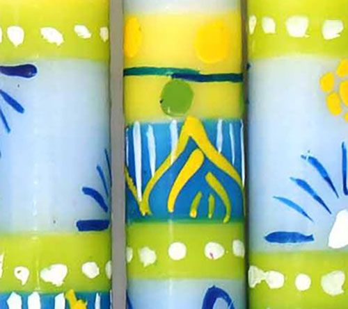Global Crafts Unscented Hand-Painted Dinner Candles, Set of 3 — View 17