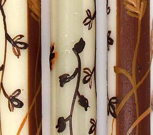 Global Crafts Unscented Hand-Painted Dinner Candles, Set of 3 — View 2
