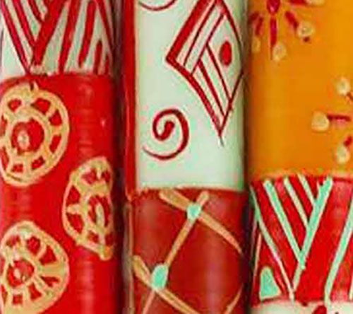 Global Crafts Unscented Hand-Painted Dinner Candles, Set of 3 — View 21