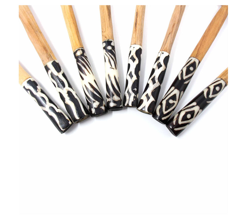 Global Crafts Olive Wood Serving Set with BatikBone Handles — View 2