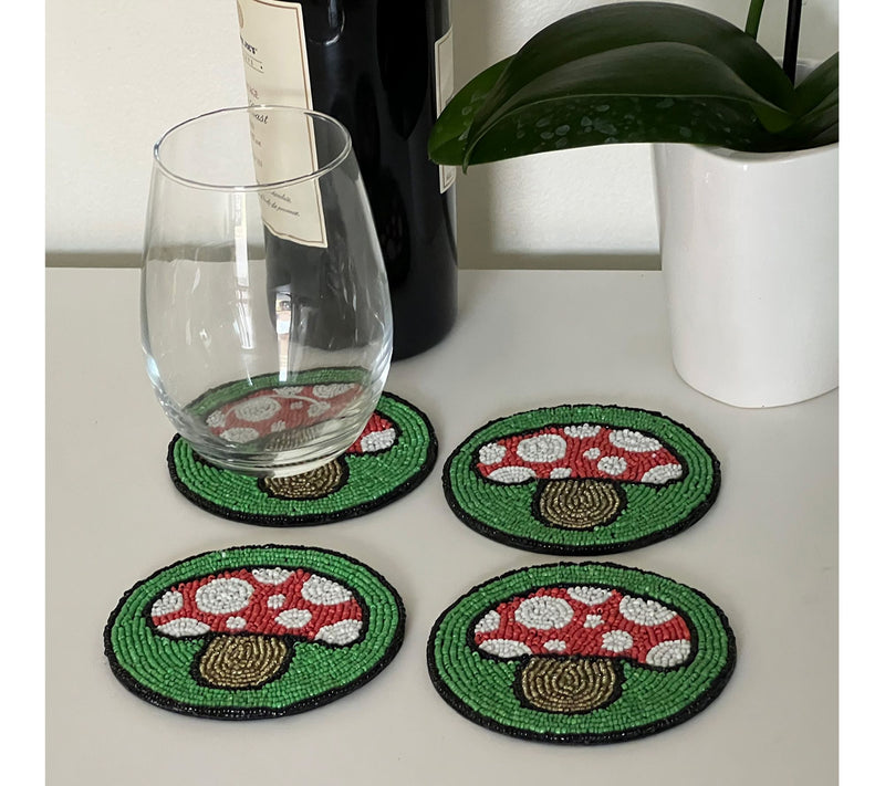 Global Crafts Hand Embroidered Glass Bead Coasters, Set of 4 — View 17