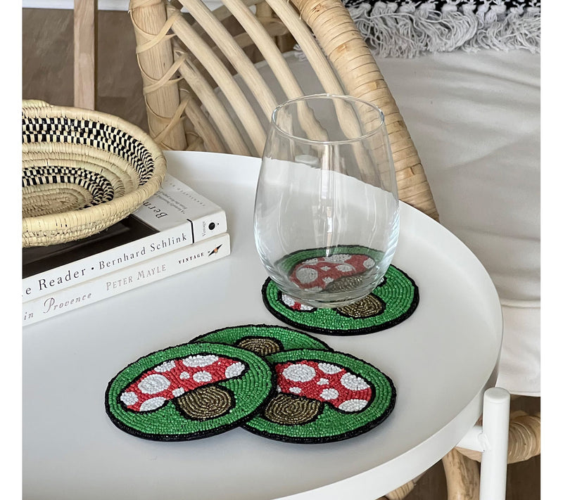 Global Crafts Hand Embroidered Glass Bead Coasters, Set of 4 — View 19