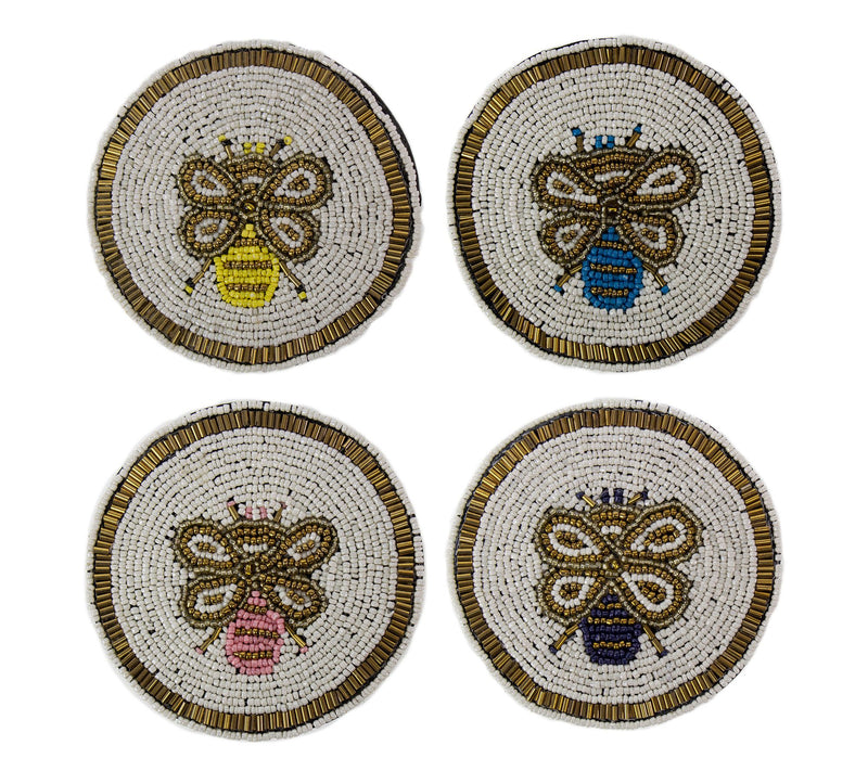 Global Crafts Hand Embroidered Glass Bead Coasters, Set of 4 — View 9