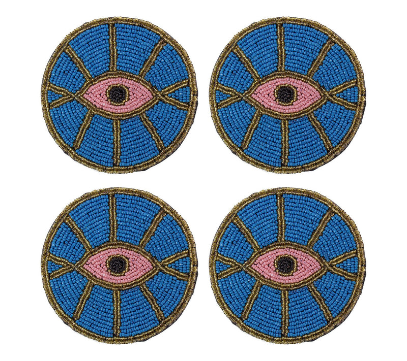 Global Crafts Hand Embroidered Glass Bead Coasters, Set of 4 — View 5