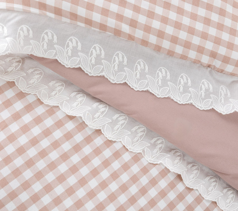 Berkshire Gingham Comforter & Sham Set with Lace Trim- Full — View 12