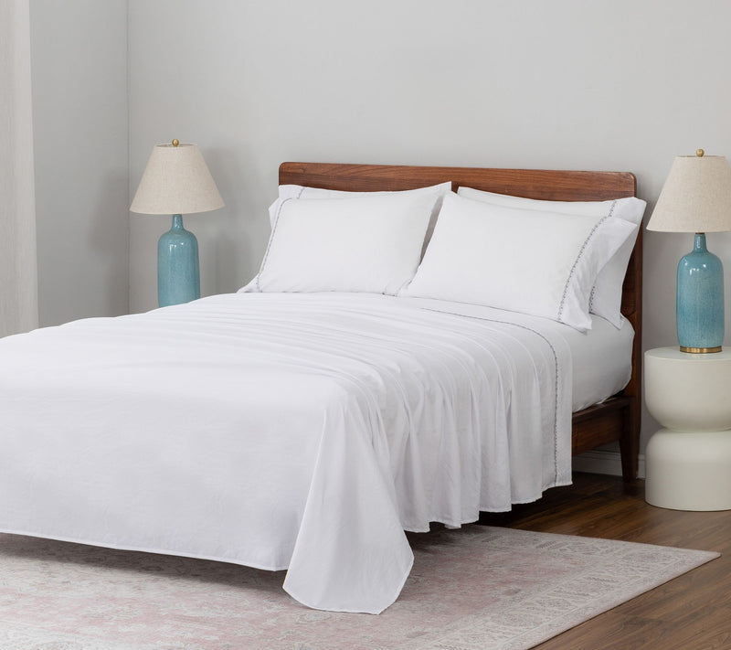 Berkshire Eyelet Embroidered Heritage Wash Sheet Set-CKing — View 12