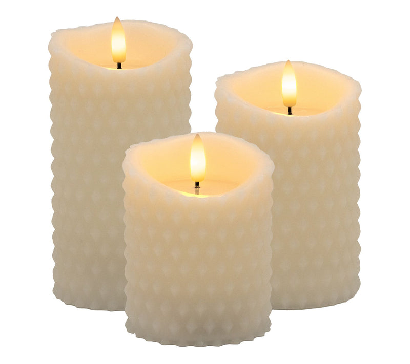 LumaBase Battery Operated Textured Candles- Setof 3 — View 5