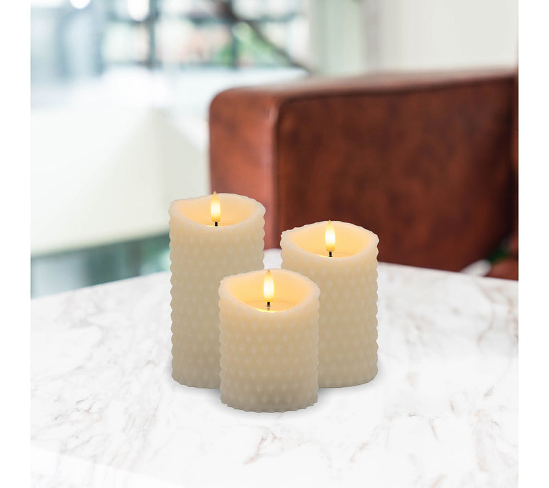 LumaBase Battery Operated Textured Candles- Setof 3 — View 3