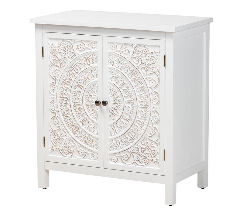 Baxton Studio Y elena White Woo d 2-Door Storag e Cabinet — Main view