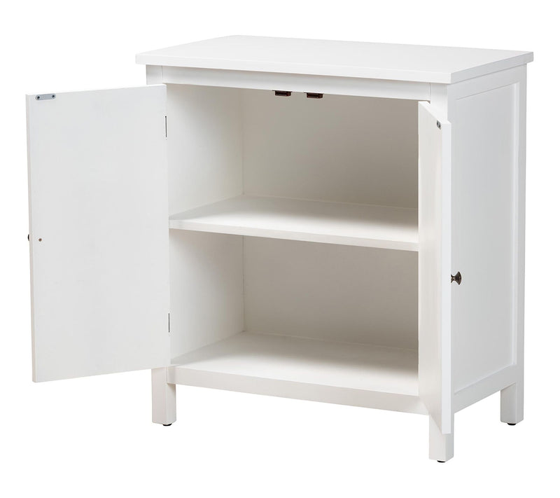 Baxton Studio Y elena White Woo d 2-Door Storag e Cabinet — View 2