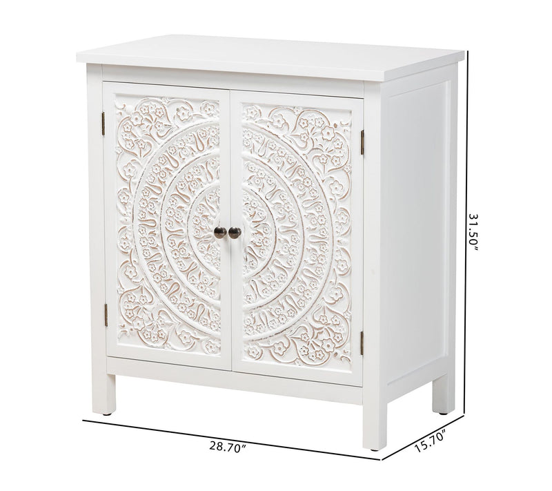 Baxton Studio Y elena White Woo d 2-Door Storag e Cabinet — View 6