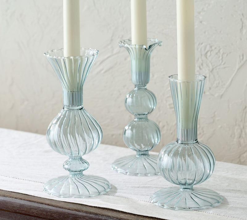 Mrs. H by Dee Hilfiger Set of 3 Blown Glass Taper Candle Holders — Main view