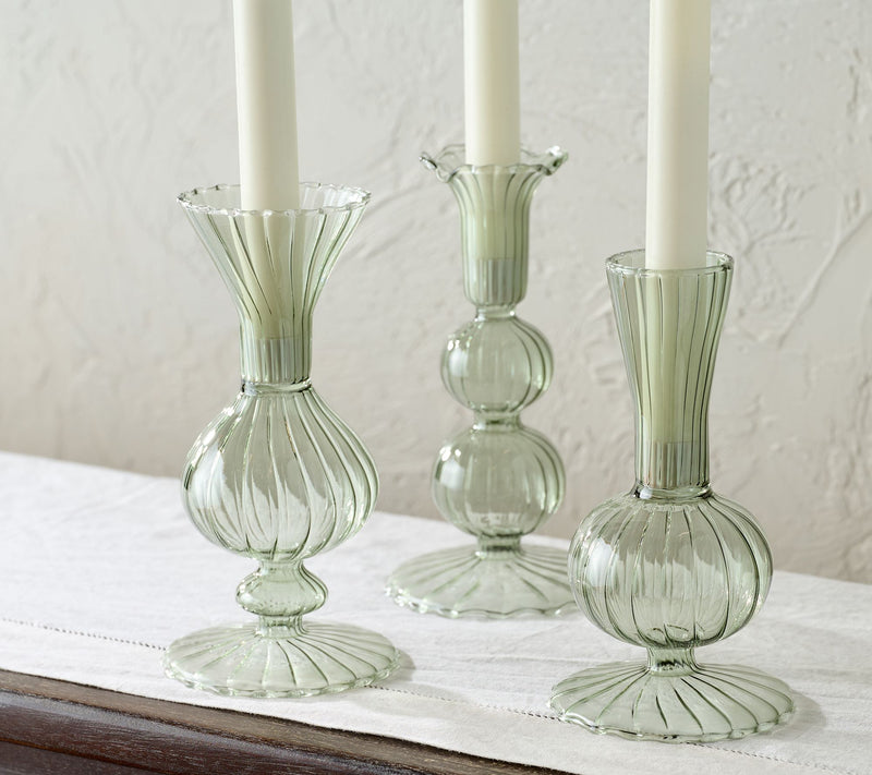Mrs. H by Dee Hilfiger Set of 3 Blown Glass Taper Candle Holders — View 7