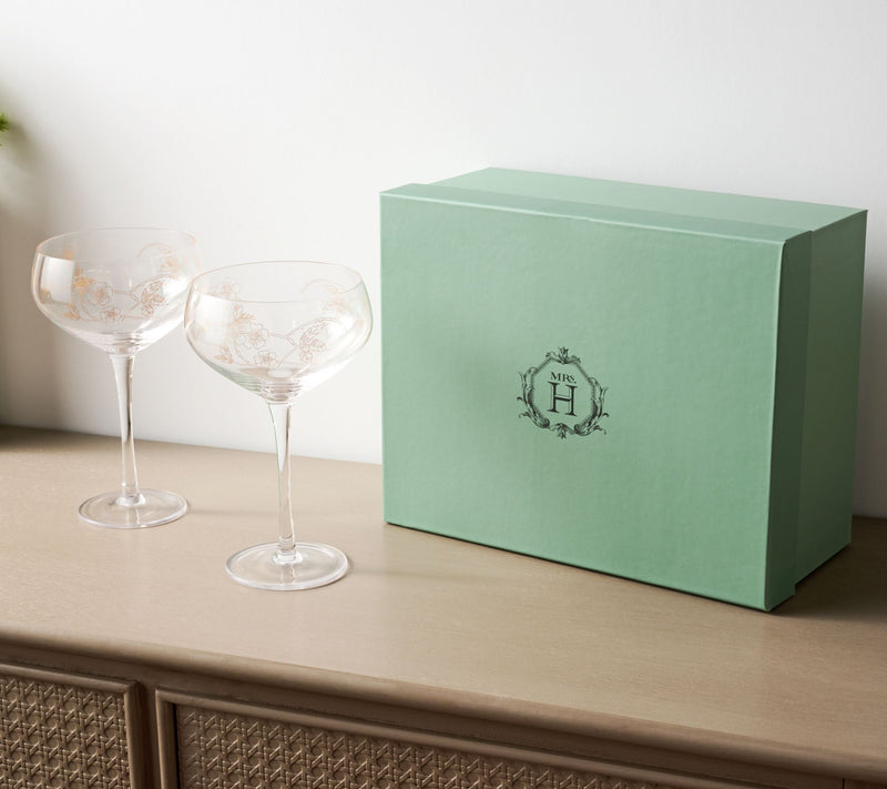 Mrs. H by Dee Hilfiger Set of 2 Engraved Coupe Glasses — View 4
