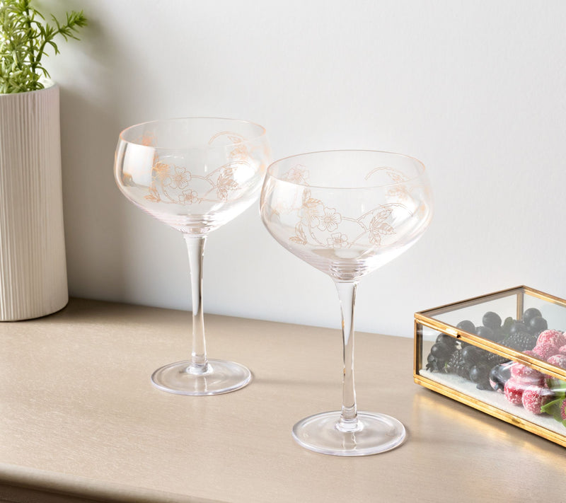 Mrs. H by Dee Hilfiger Set of 2 Engraved Coupe Glasses — View 3