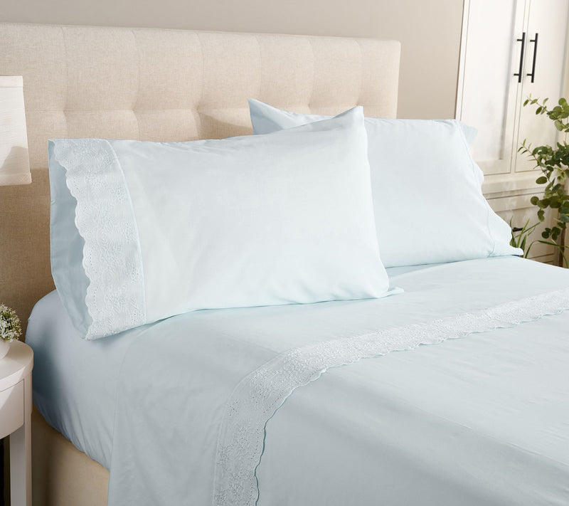Mrs. H by Dee Hilfiger 300TC Cotton Percale Eyelet Sheet Set — View 7