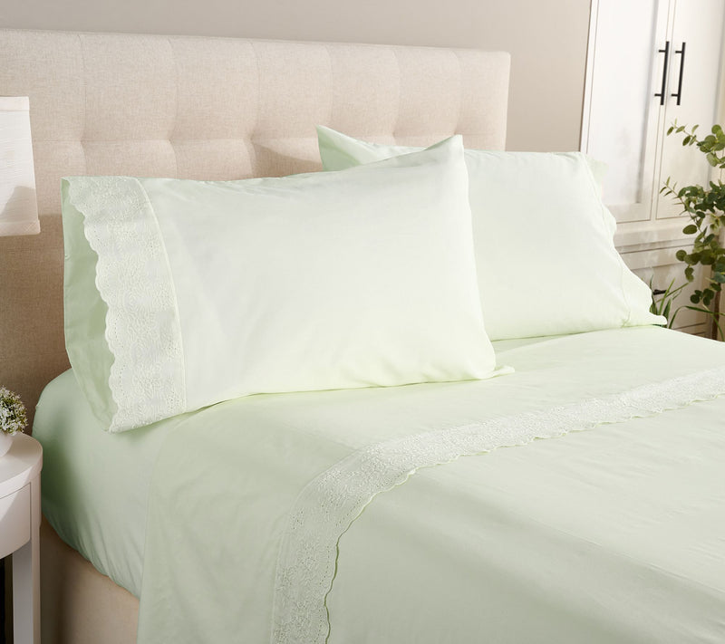 Mrs. H by Dee Hilfiger 300TC Cotton Percale Eyelet Sheet Set — View 8