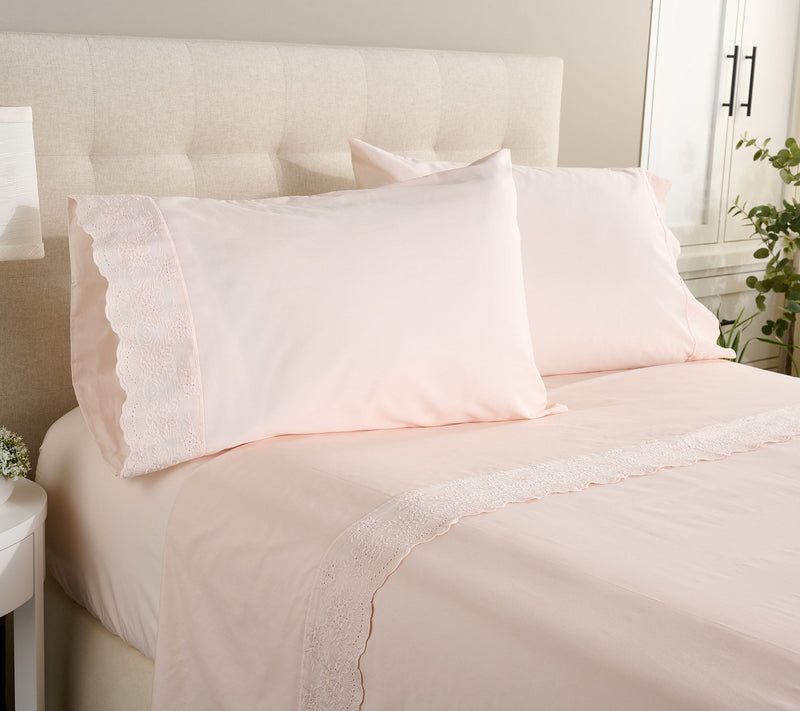 Mrs. H by Dee Hilfiger 300TC Cotton Percale Eyelet Sheet Set — View 10