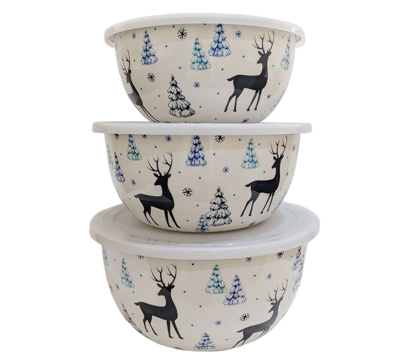 Temp-tations Seasonal Set of 3 Stainless Steel Bowls with Lids — View 9