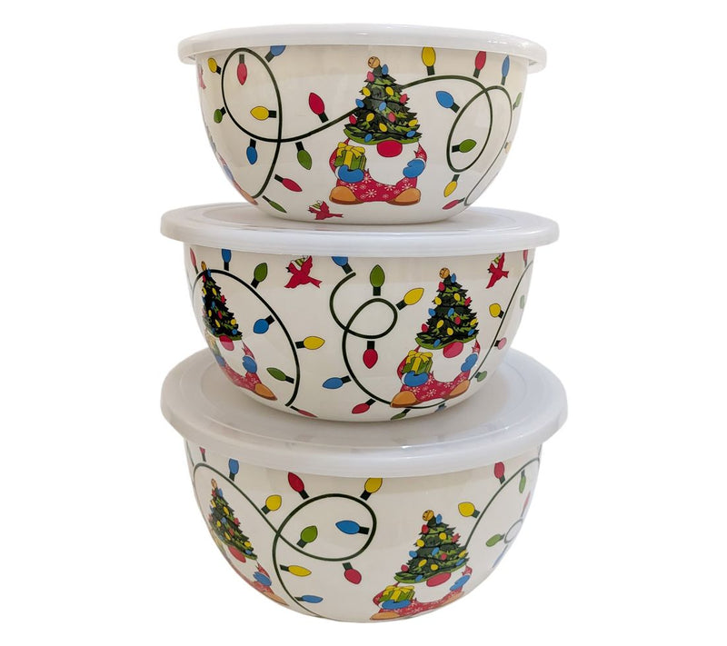 Temp-tations Seasonal Set of 3 Stainless Steel Bowls with Lids — View 12