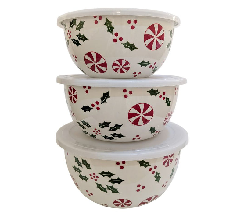 Temp-tations Seasonal Set of 3 Stainless Steel Bowls with Lids — View 13