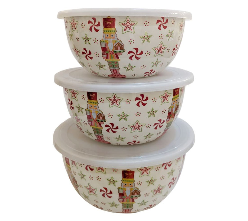Temp-tations Seasonal Set of 3 Stainless Steel Bowls with Lids — View 15