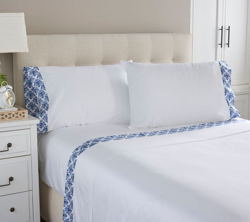 Hotel du Cobb 100% Cotton Sateen Sheet Set with Decorative Cuff — View 3