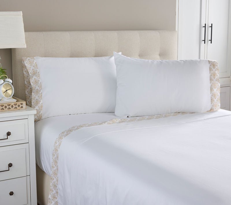 Hotel du Cobb 100% Cotton Sateen Sheet Set with Decorative Cuff — View 5