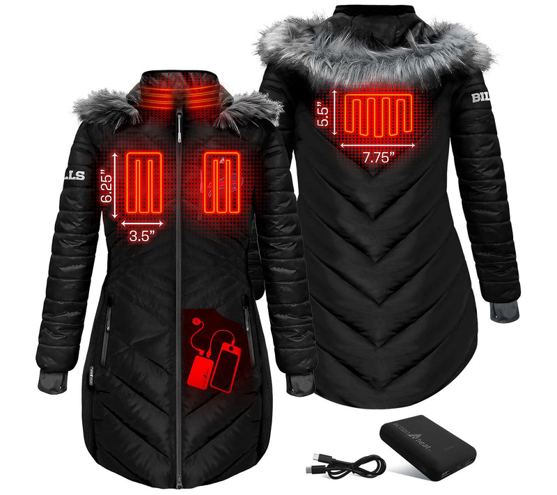 ActionHeat NFL 5V Women's Long Puffer BatteryHeated Jacket — View 3
