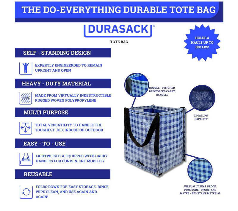 DuraSack Gingham 22-gallon Heavy Duty Home & Yard Tote — View 6