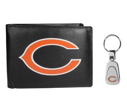 Siskiyou Sports NFL Leather Bi-fold Wallet & Stel Key Chain