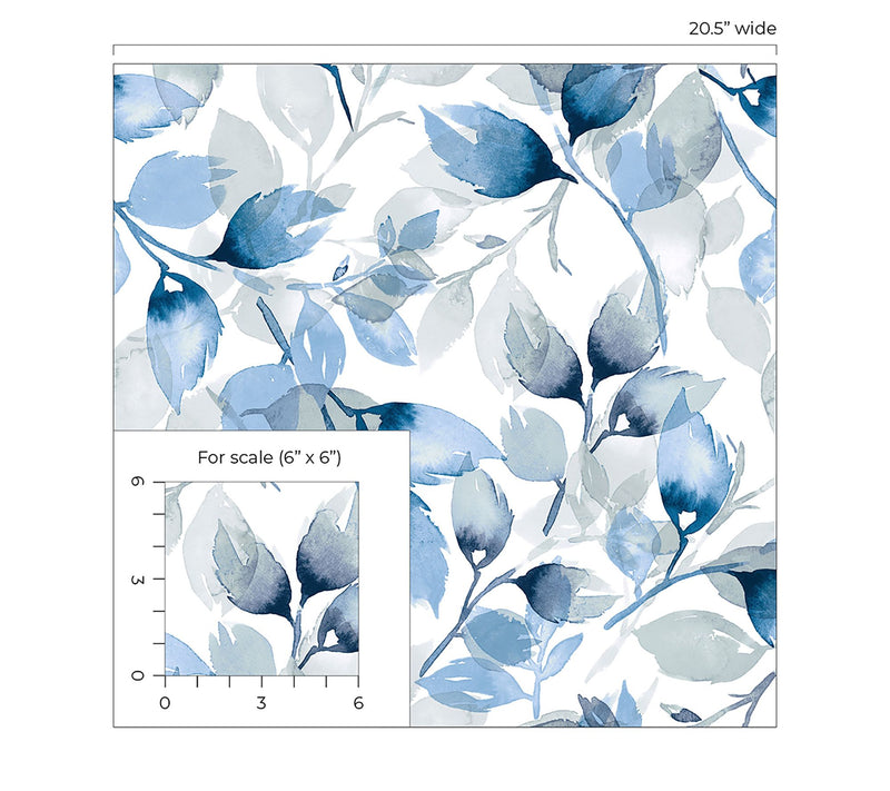 Lillian August Watercolor Leaves Peel and StickWallpaper — View 2