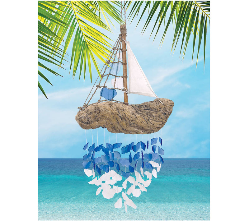 Sunset Vista Designs Driftwood Boat Glass Chime — Main view