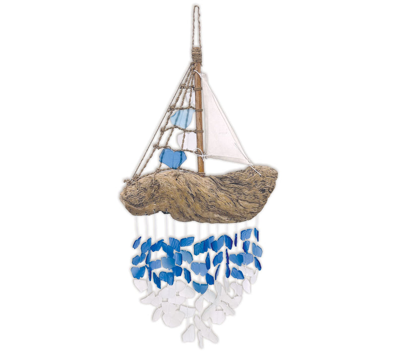 Sunset Vista Designs Driftwood Boat Glass Chime — View 2