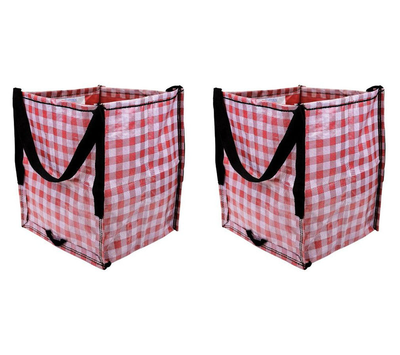 DuraSack Set of (2) 22-Gal Gingham Heavy Duty Home & Yard Tote — View 10