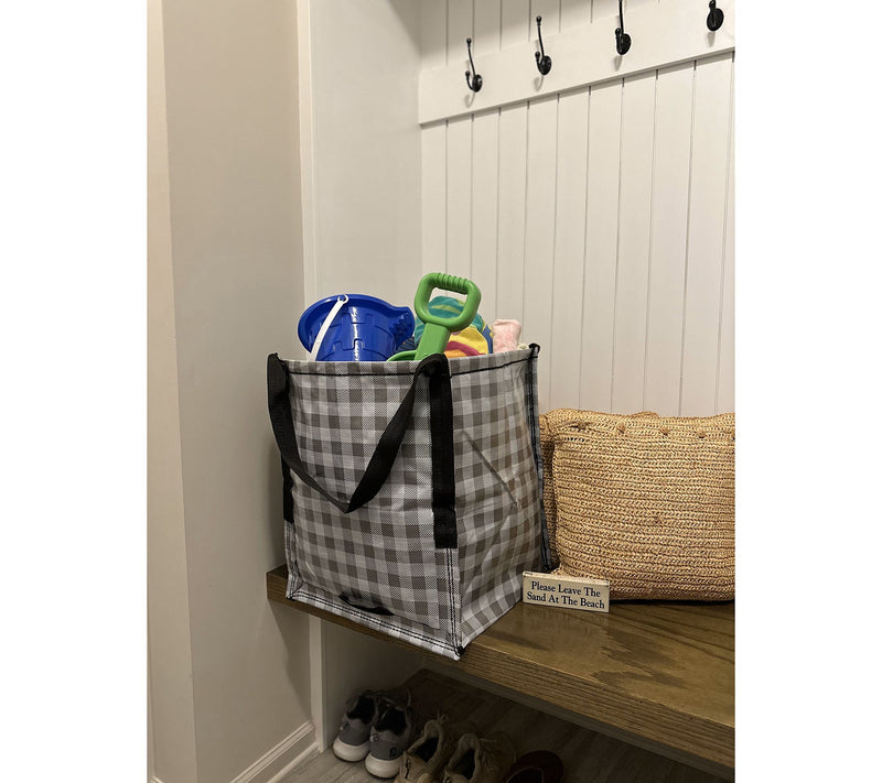 DuraSack Set of (2) 22-Gal Gingham Heavy Duty Home & Yard Tote — View 8