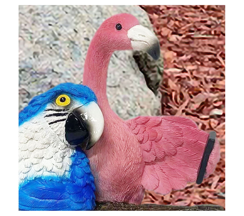 Santa's Workshop 8.9" Solar Resin Flamingo & Parrot — View 2