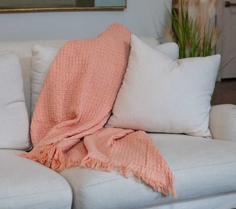 100% Cotton Yarn Dyed Waffle Knit 60x70 Throw by Kim Gravel — View 17