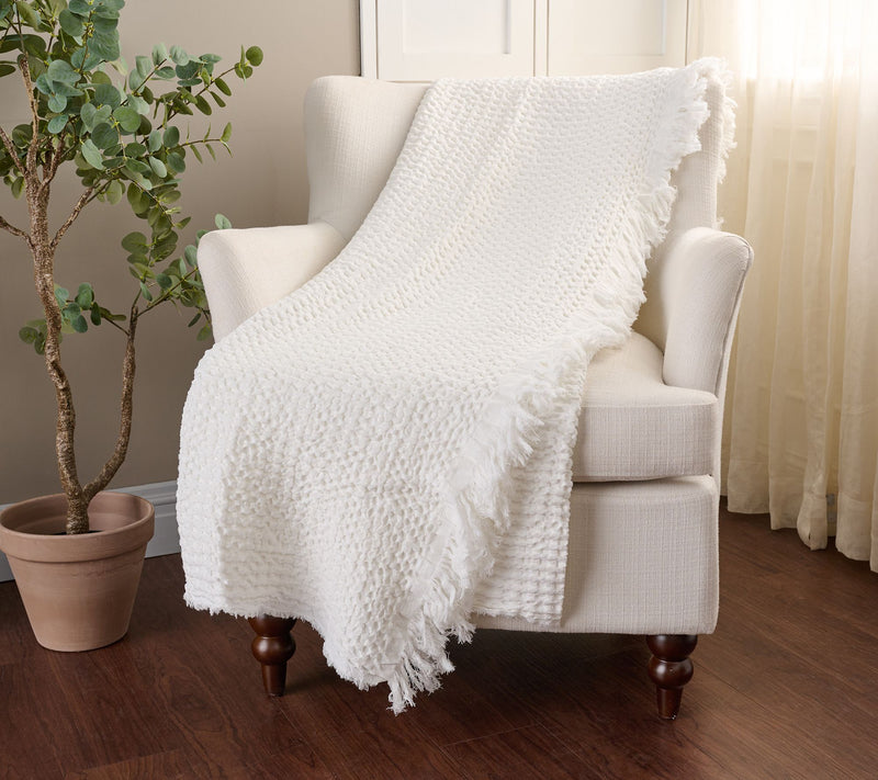 100% Cotton Yarn Dyed Waffle Knit 60x70 Throw by Kim Gravel — View 11