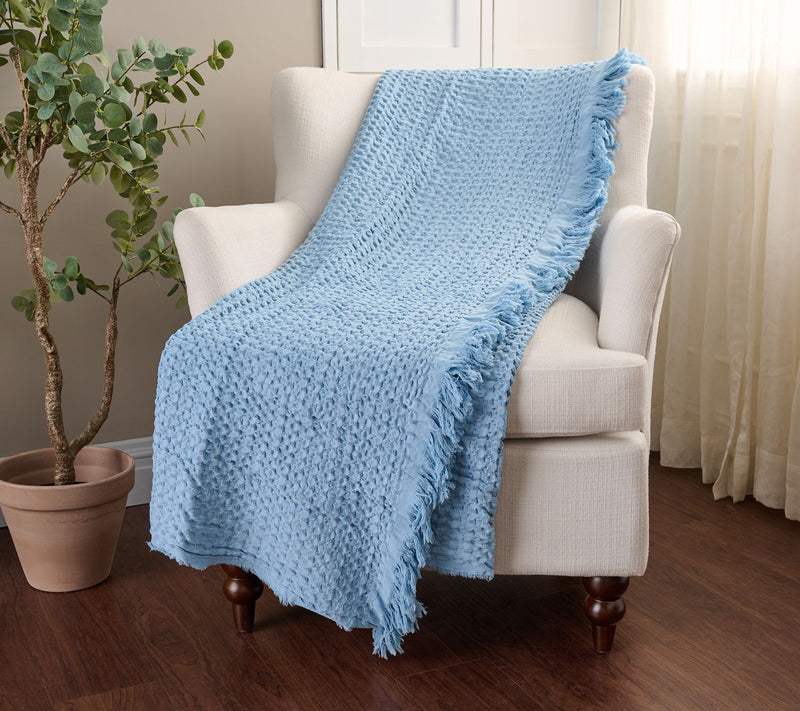 100% Cotton Yarn Dyed Waffle Knit 60x70 Throw by Kim Gravel — View 5
