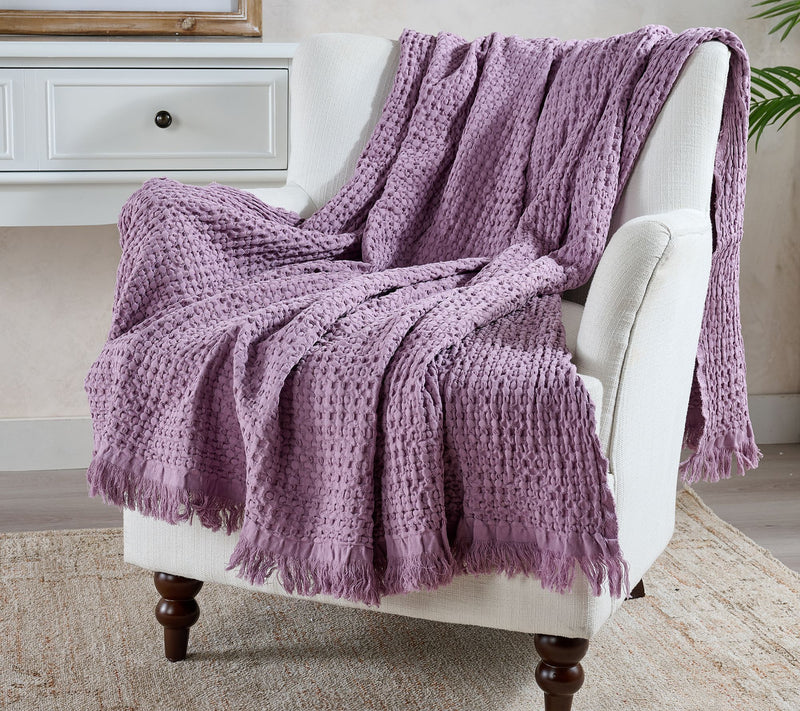 100% Cotton Yarn Dyed Waffle Knit 60x70 Throw by Kim Gravel — View 23