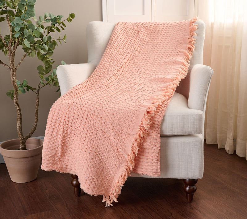 100% Cotton Yarn Dyed Waffle Knit 60x70 Throw by Kim Gravel — View 3