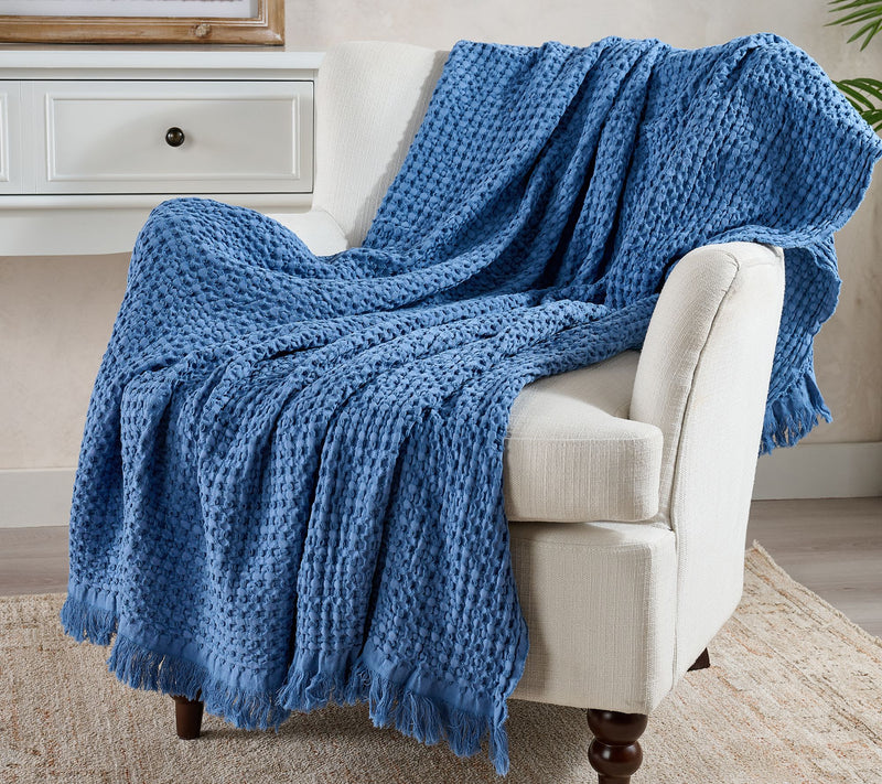 100% Cotton Yarn Dyed Waffle Knit 60x70 Throw by Kim Gravel — View 24