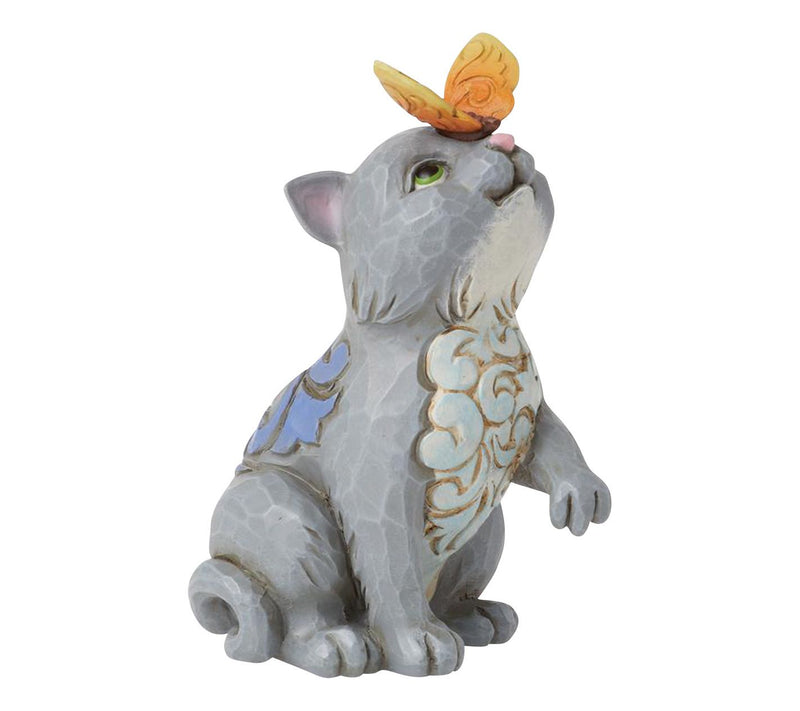 Jim Shore Cat and Butterfly Mini Figurine 3.3in H — Main view