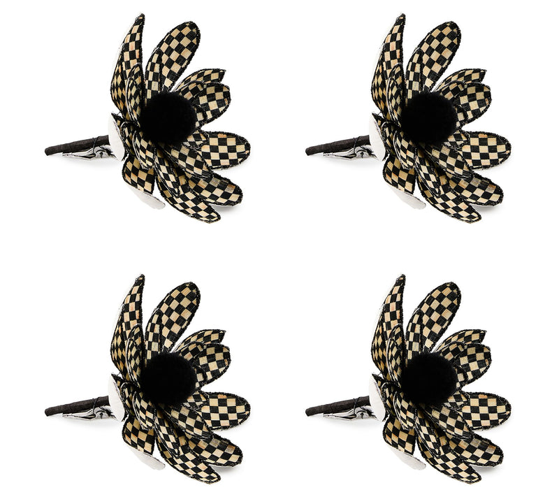 MacKenzie Childs Set of 4 Checked Flower Clips — Main view