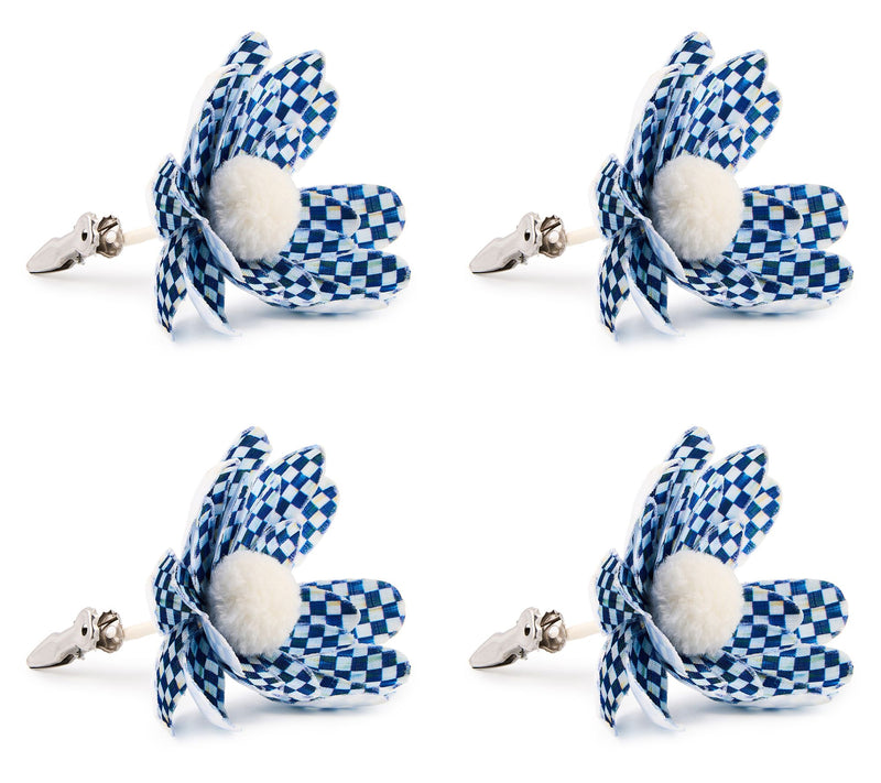 MacKenzie Childs Set of 4 Checked Flower Clips — View 11